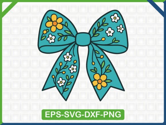 Blue Flower Bow Embroidery Design for Seasonal Collections