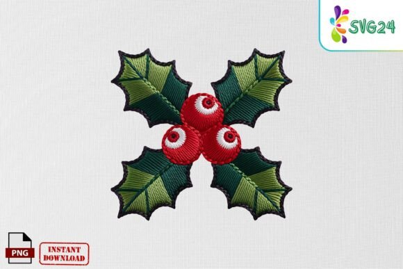 Christmas Holly Leaves Embroidery PNG Review