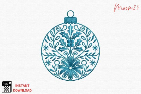 Floral Christmas Ornament Embroidery PNG Review