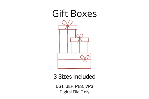 Gift Boxes - Redwork Embroidery