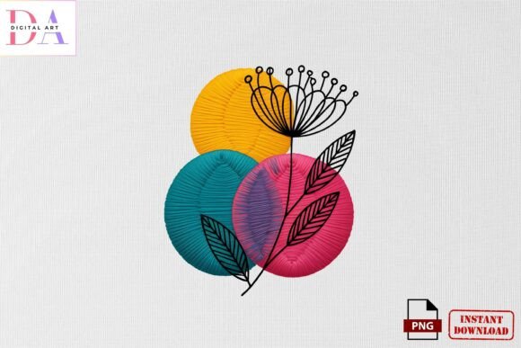 Modern Floral Line Art Embroidery PNG Review